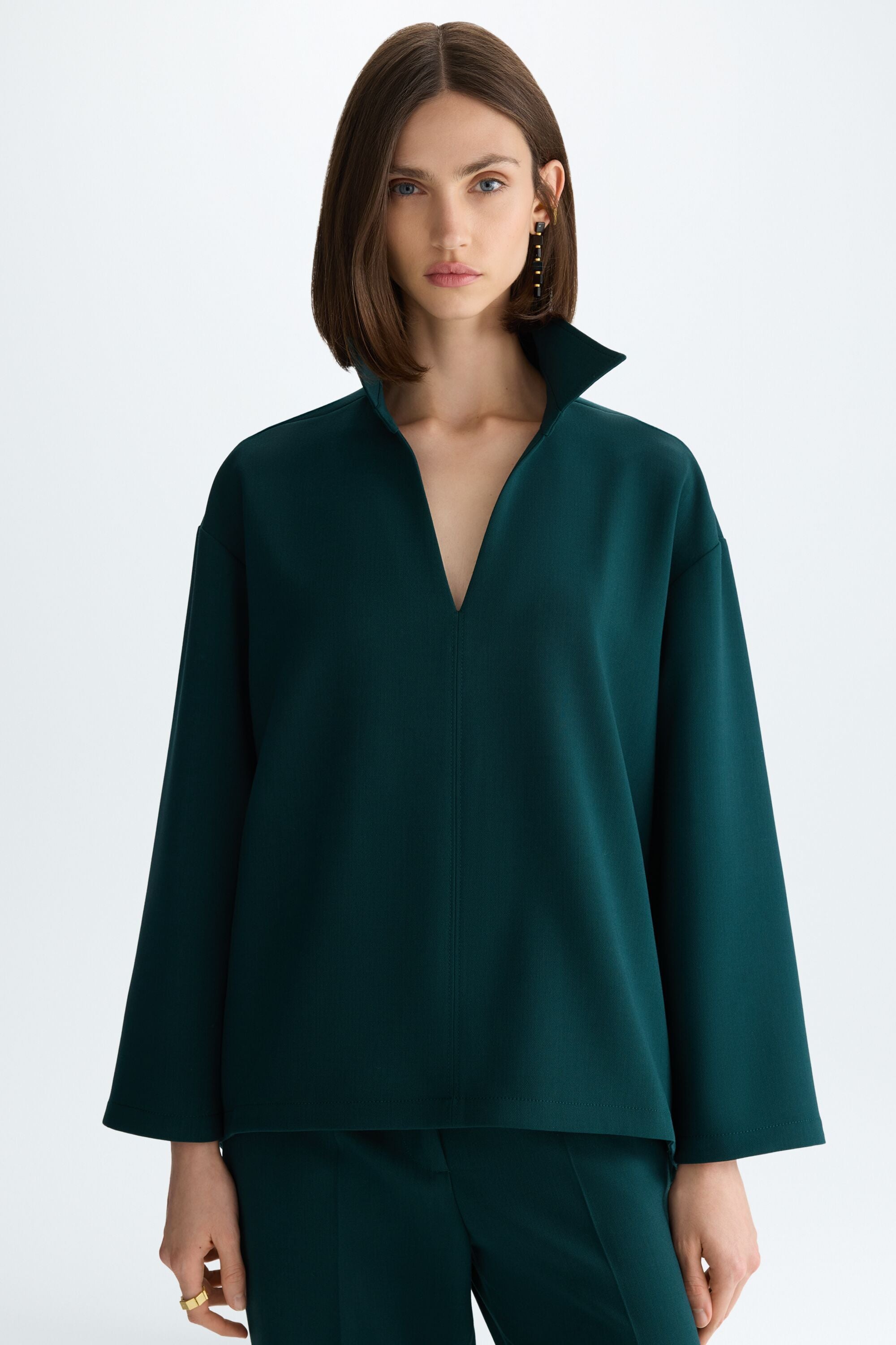 Hooded fleece faux-leather oversize sweatshirt black