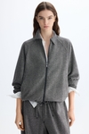 Wool tweed straight-fit bomber shirt