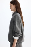 Wool tweed straight-fit bomber shirt