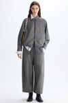 Wool tweed straight-fit bomber shirt