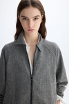Wool tweed straight-fit bomber shirt