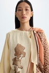 Gambito Gutenberg print twill fitted top