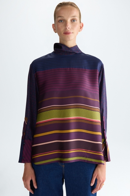 MILRAYAS PRINT TWILL STRAIGHT-FIT BLOUSE