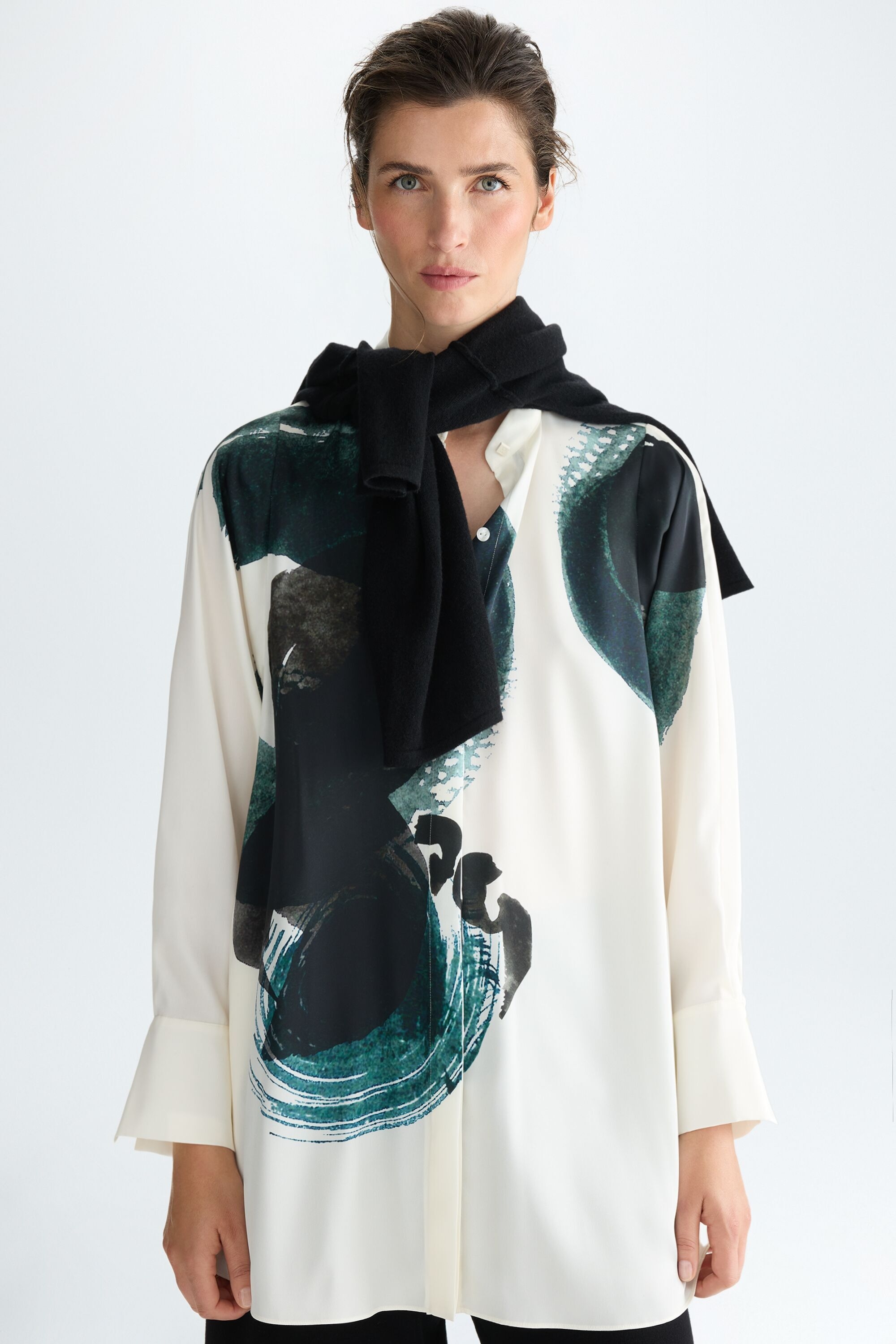 Pincelada Ocho print twill A-line shirt