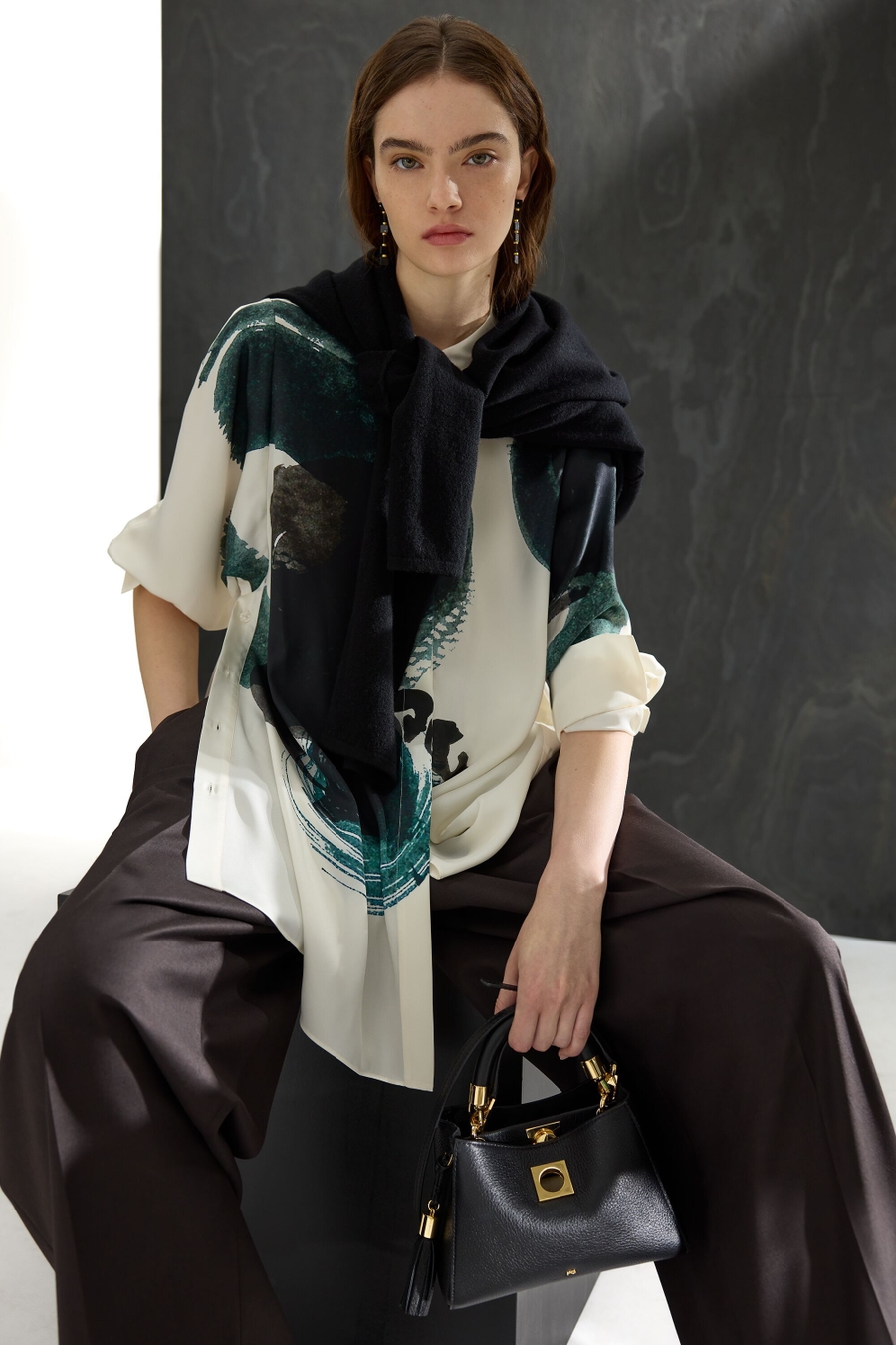 PINCELADA OCHO PRINT TWILL A-LINE SHIRT