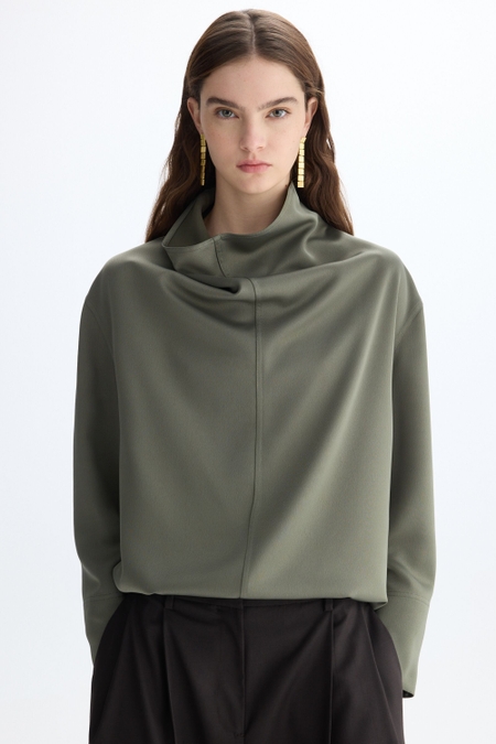 DRAPED SATIN OVERSIZE BLOUSE