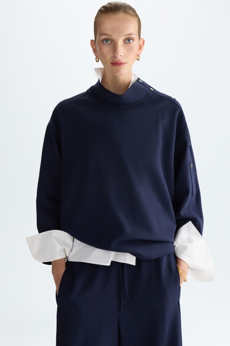 CREPE OVERSIZE SHIRT WITH SNAPS