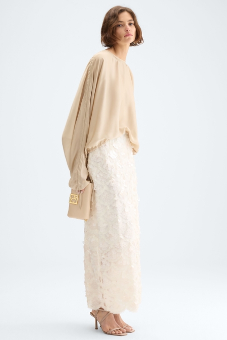 GATHERED SLEEVE CHIFFON OVERSIZE TOP