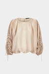 Gathered sleeve chiffon oversize top