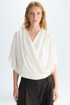 Draped crepe wrap cocoon-fit top
