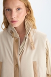 Bauhaus-quilted technical cotton flannel A-line gilet