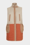 Bauhaus-quilted technical cotton flannel A-line gilet