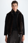 Faux fur quilted nylon reversible gilet