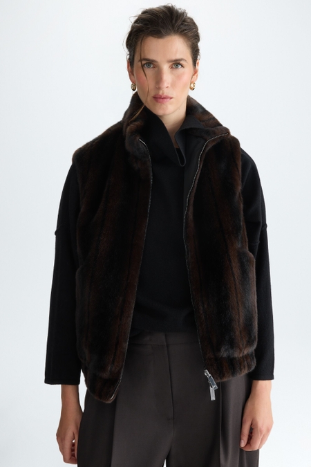 CHALECO REVERSIBLE EFECTO PELO NYLON ACOLCHADO
