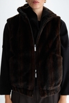 Faux fur quilted nylon reversible gilet
