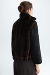 Faux fur quilted nylon reversible gilet