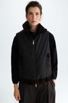 Faux fur quilted nylon reversible gilet