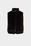 Faux fur quilted nylon reversible gilet
