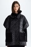 Origami-quilted combined oversize long gilet