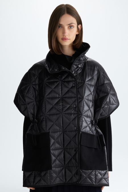 ORIGAMI-QUILTED COMBINED OVERSIZE LONG GILET