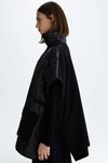 Origami-quilted combined oversize long gilet