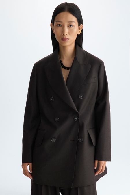 COOL WOOL STRAIGHT-FIT TAILORED JACKET WITH BELT