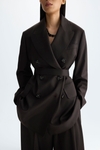 Cool wool straight-fit tailored jacket with belt