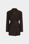 Cool wool-effect straight-fit tailored jacket with belt