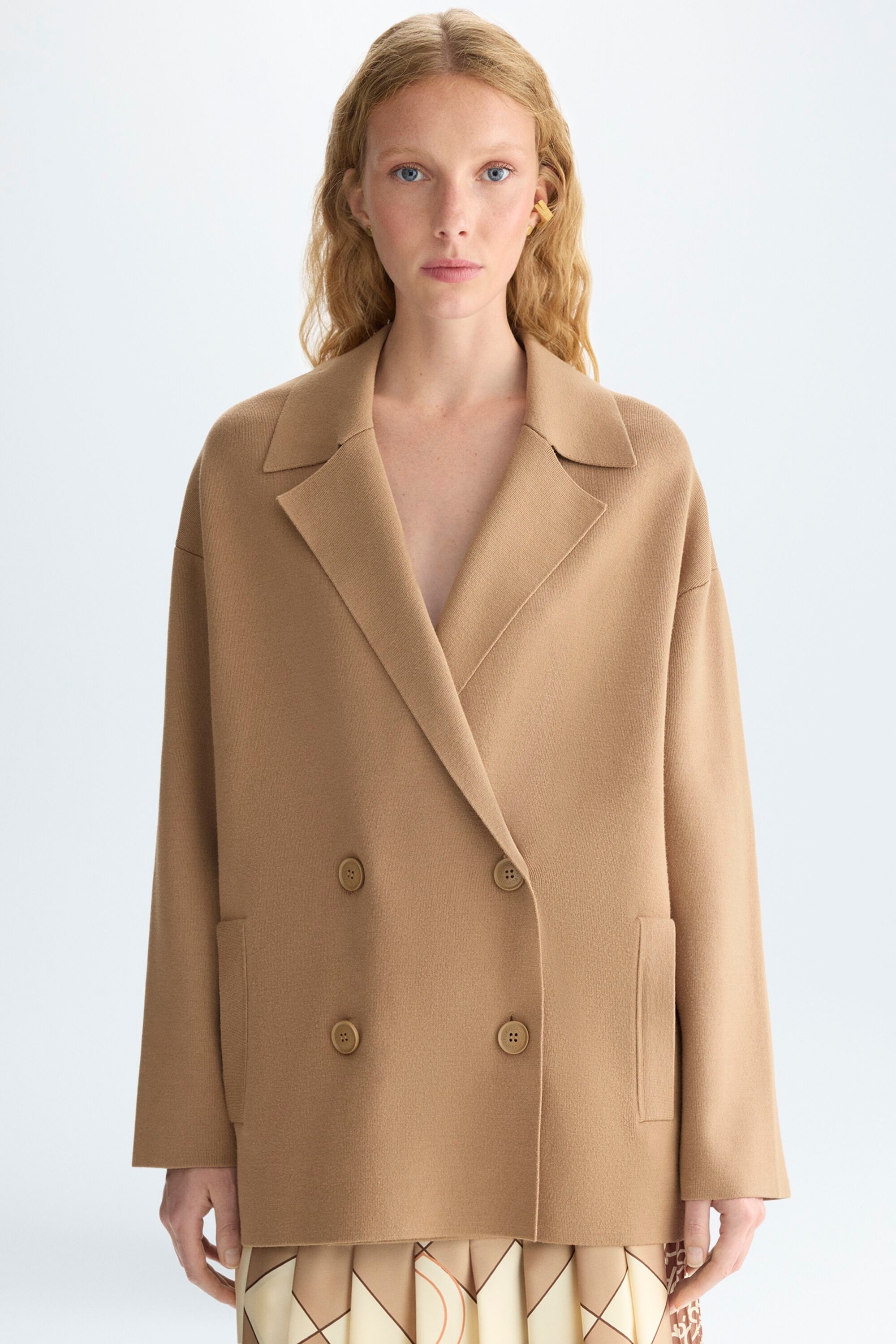 Double-faced stretch-knit oversize jacket