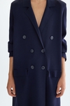 Stretch-knit double-breasted oversize tailored jacket