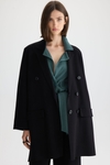 Stretch-knit double-breasted oversize tailored jacket