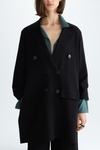 Stretch-knit double-breasted oversize tailored jacket