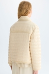 Quilted pleated nylon A-line jacket