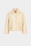 Quilted pleated nylon A-line jacket