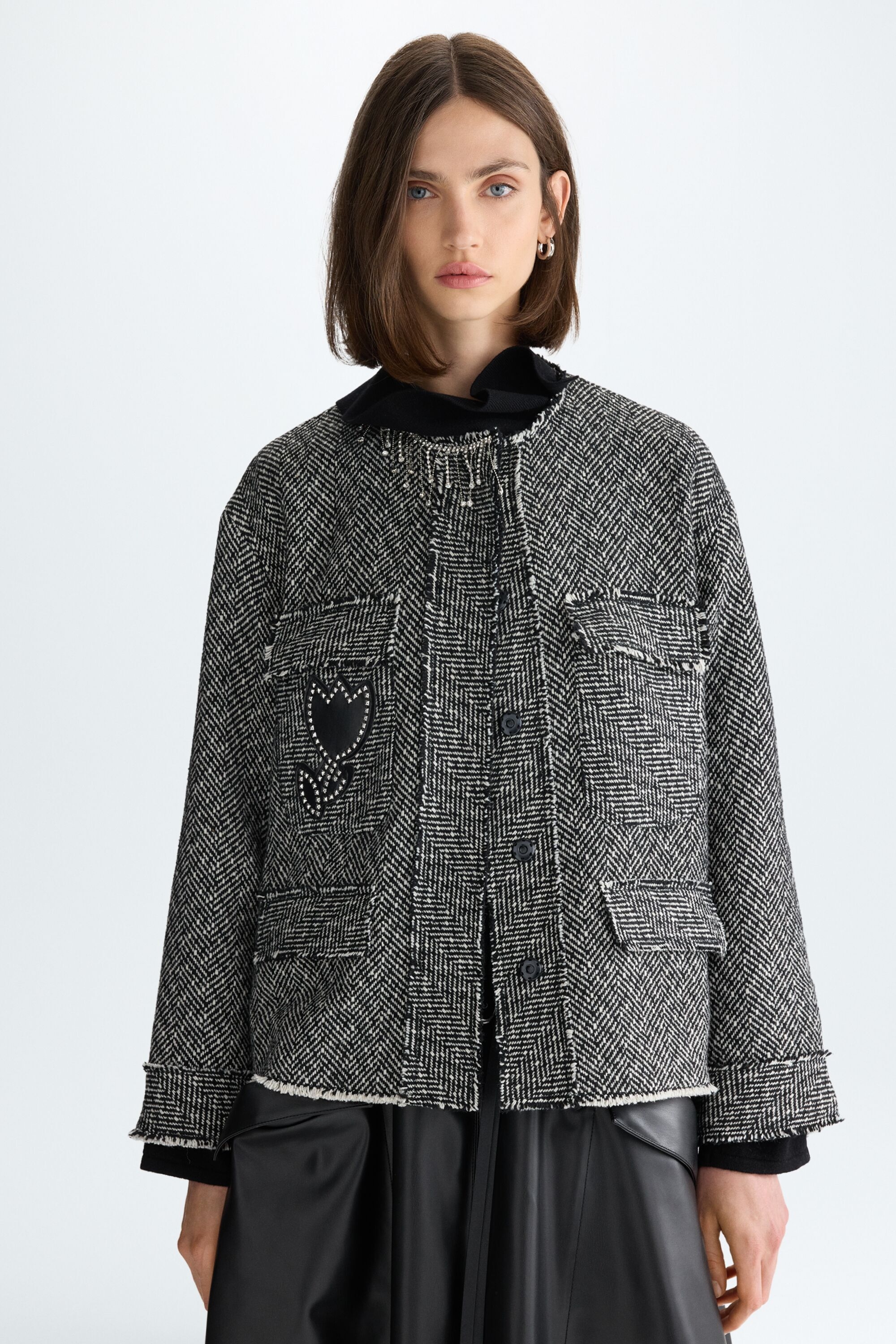 Tweed oversize short jacket