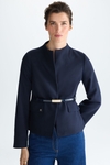 Wool-effect twill fitted short jacket