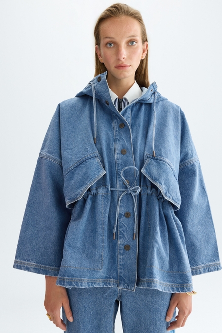 HOODED DENIM OVERSIZE COAT