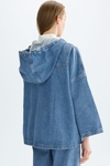 Hooded denim oversize coat