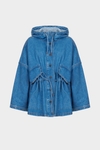 Hooded denim oversize coat