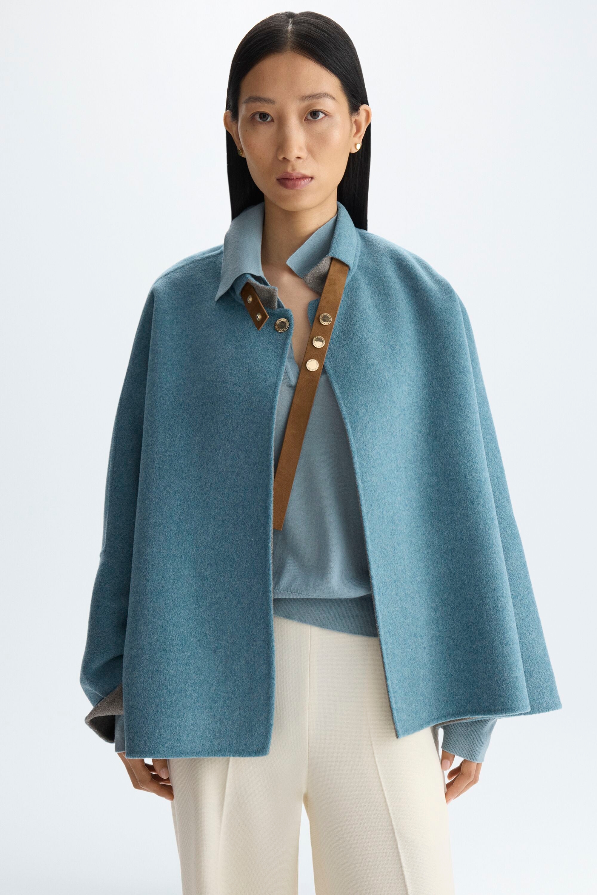 Double-faced wool reversible short coat