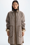 Chequered double nylon reversible coat