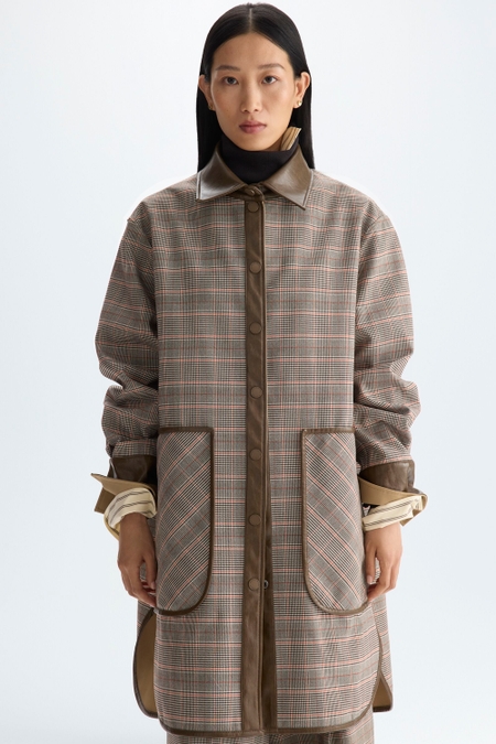 CHEQUERED DOUBLE NYLON REVERSIBLE COAT
