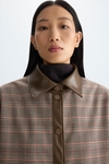 Chequered double nylon reversible coat