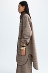 Chequered double nylon reversible coat