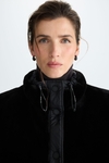 Faux fur quilted nylon reversible coat