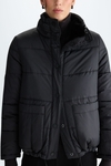 Faux fur quilted nylon reversible coat