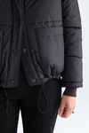 Faux fur quilted nylon reversible coat