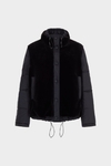 Faux fur quilted nylon reversible coat