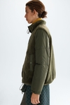Faux fur quilted nylon reversible coat