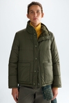 Faux fur quilted nylon reversible coat